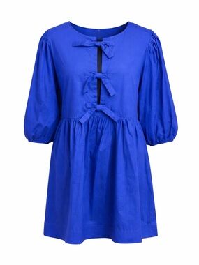 Band of the Free Blue Bow Front Dress Cottagecore Coquette XL